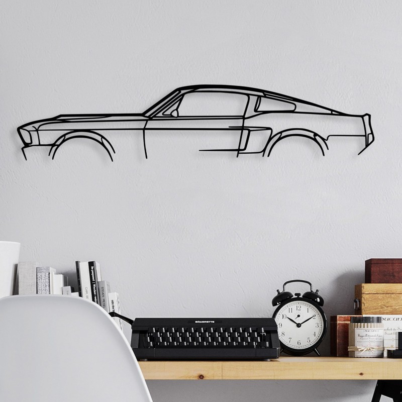Wallxpert Decorative Metal Wall Accessory 1967 Ford Mustang Shelby GT500 Silhouette Black