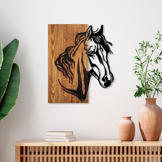 Wallxpert Decorative Wooden Wall Accessory Horse 1 Walnut
Black