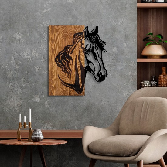 Wallxpert Decorative Wooden Wall Accessory Horse 1 Walnut
Black