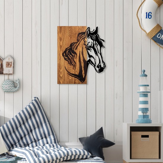 Wallxpert Decorative Wooden Wall Accessory Horse 1 Walnut
Black