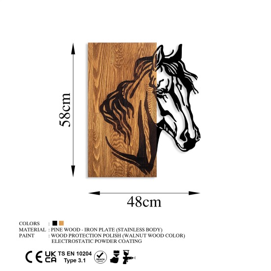 Wallxpert Decorative Wooden Wall Accessory Horse 1 Walnut
Black