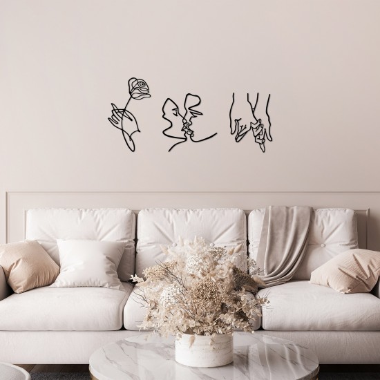 Decorative Metal Wall Accessory Rose Kissing Darling Black