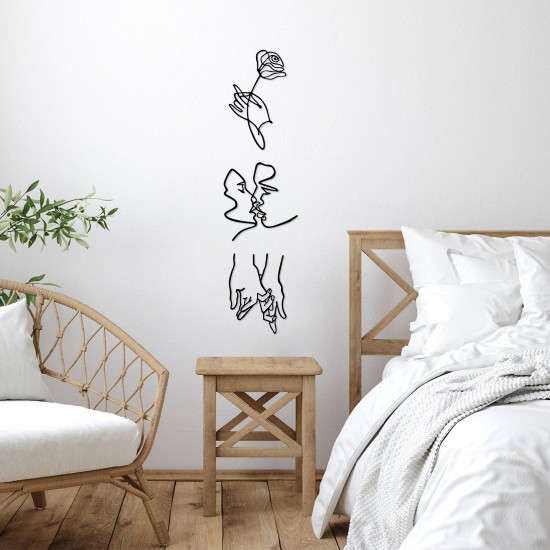 Decorative Metal Wall Accessory Rose Kissing Darling Black