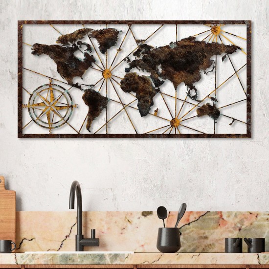 Decorative Metal Wall Accessory World Map Large - 1 Multicolor Wallxpert Decorative Metal Wall Accessory World Map Large - 1 Multicolor