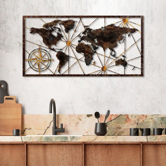 Decorative Metal Wall Accessory World Map Large - 1 Multicolor Wallxpert Decorative Metal Wall Accessory World Map Large - 1 Multicolor