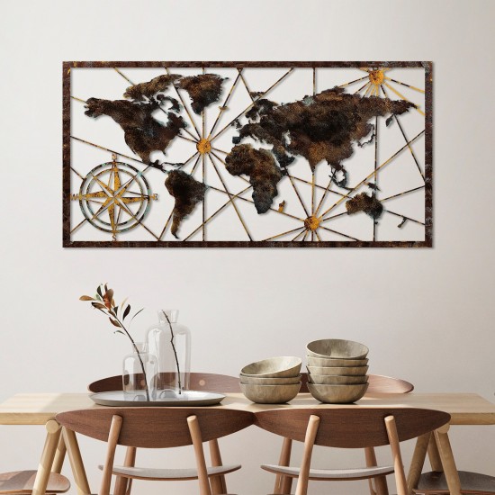 Decorative Metal Wall Accessory World Map Large - 1 Multicolor Wallxpert Decorative Metal Wall Accessory World Map Large - 1 Multicolor