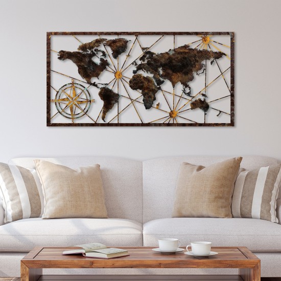 Decorative Metal Wall Accessory World Map Large - 1 Multicolor Wallxpert Decorative Metal Wall Accessory World Map Large - 1 Multicolor
