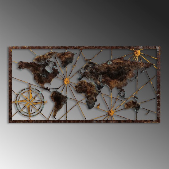 Decorative Metal Wall Accessory World Map Large - 1 Multicolor Wallxpert Decorative Metal Wall Accessory World Map Large - 1 Multicolor
