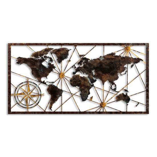 Decorative Metal Wall Accessory World Map Large - 1 Multicolor Wallxpert Decorative Metal Wall Accessory World Map Large - 1 Multicolor