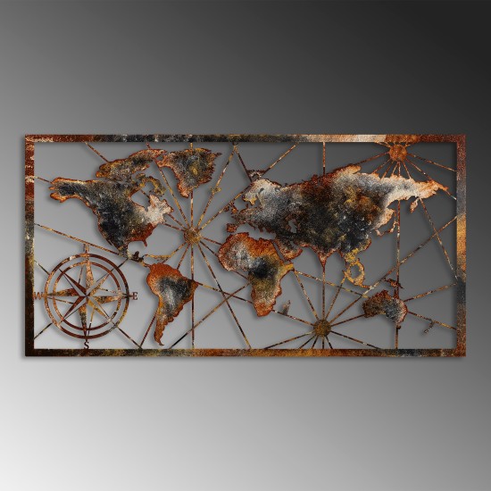 Decorative Metal Wall Accessory World Map Large - 3 Multicolor Wallxpert Decorative Metal Wall Accessory World Map Large - 3 Multicolor