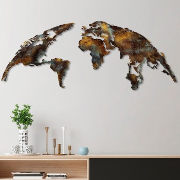 Decorative Metal Wall Accessory World Map Medium - 3 Multicolor