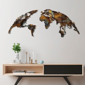 Decorative Metal Wall Accessory World Map Medium - 3 Multicolor