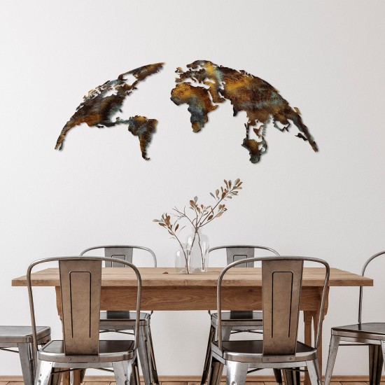 Decorative Metal Wall Accessory World Map Medium - 3 Multicolor Wallxpert Decorative Metal Wall Accessory World Map Medium - 3 Multicolor