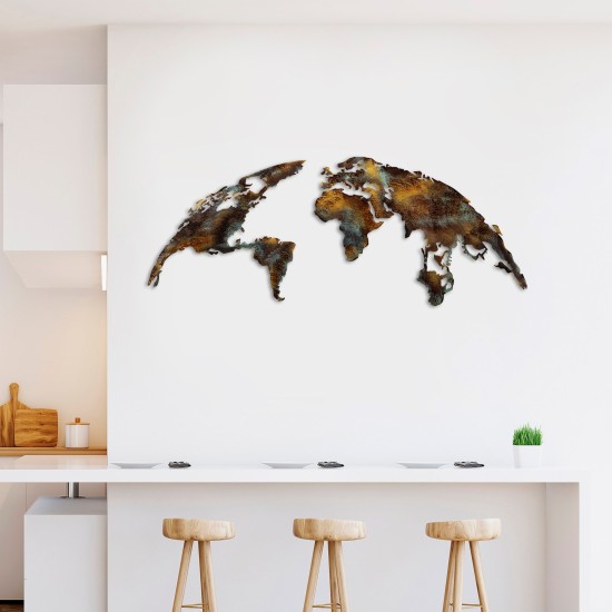 Decorative Metal Wall Accessory World Map Medium - 3 Multicolor Wallxpert Decorative Metal Wall Accessory World Map Medium - 3 Multicolor