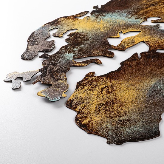 Decorative Metal Wall Accessory World Map Medium - 3 Multicolor Wallxpert Decorative Metal Wall Accessory World Map Medium - 3 Multicolor