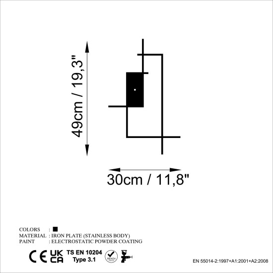 Wallxpert Decorative Metal Wall Clock Corner Black