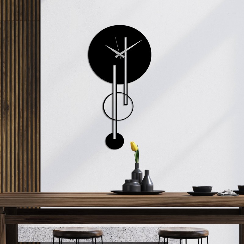 Wallxpert Decorative Metal Wall Clock Full Empty Black