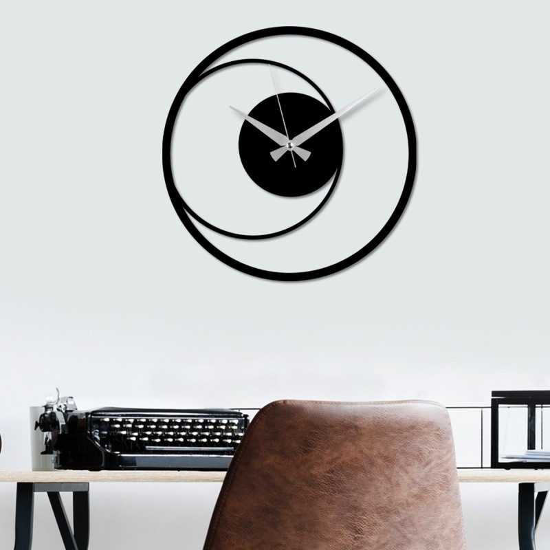 Decorative Metal Wall Clock Circle 15 Black