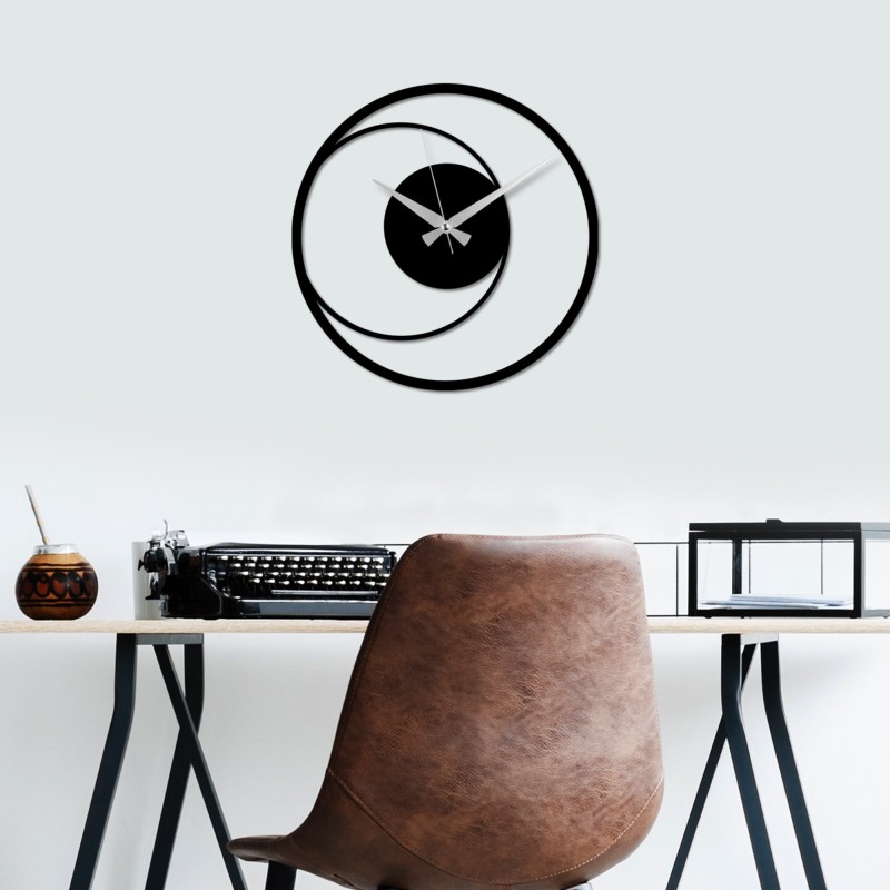 Decorative Metal Wall Clock Circle 15 Black