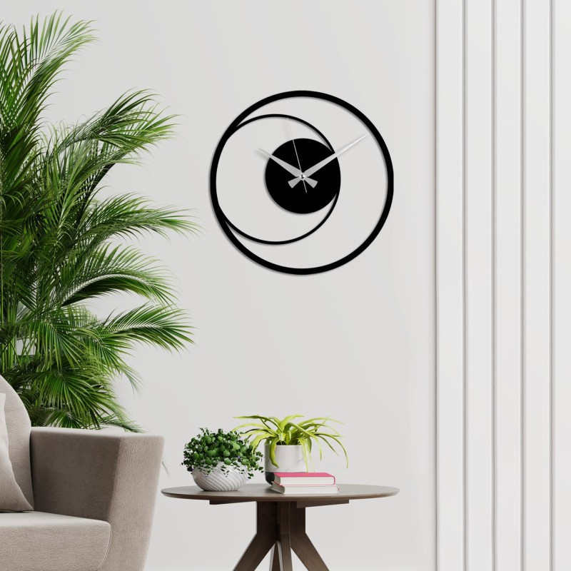 Decorative Metal Wall Clock Circle 15 Black