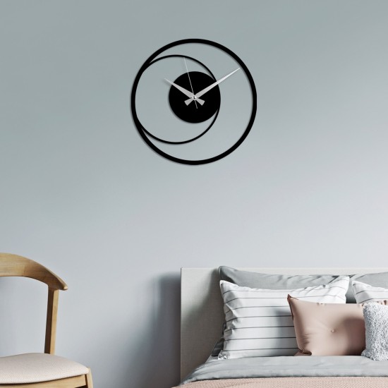Decorative Metal Wall Clock Circle 15 Black