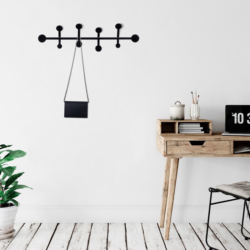 Wallxpert Metal Wall Hook Rod Black