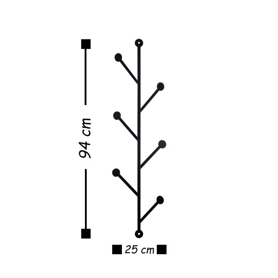 Wallxpert Metal Wall Hook Rod 2 Black