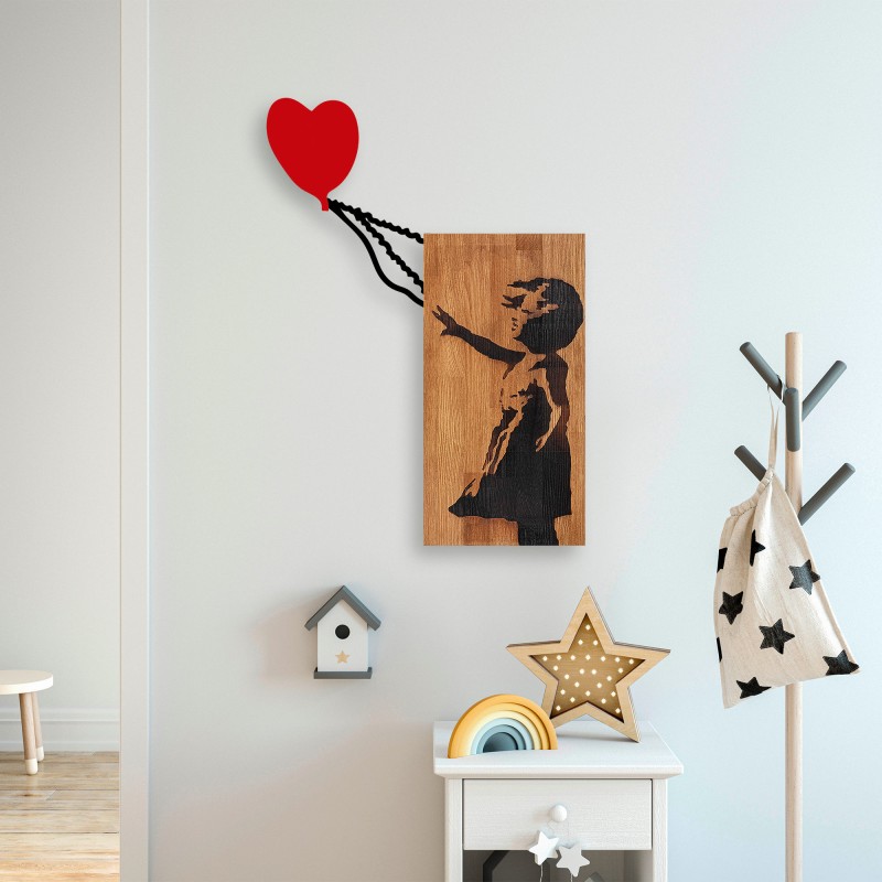 Wallxpert Decorative Wooden Wall Accessory Banksy - 15 Walnut
Black