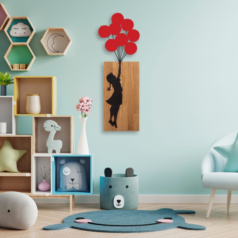 Wallxpert Decorative Wooden Wall Accessory Banksy - 17 Walnut
Black