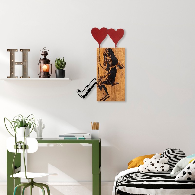 Wallxpert Decorative Wooden Wall Accessory Banksy - 18 Walnut
Black