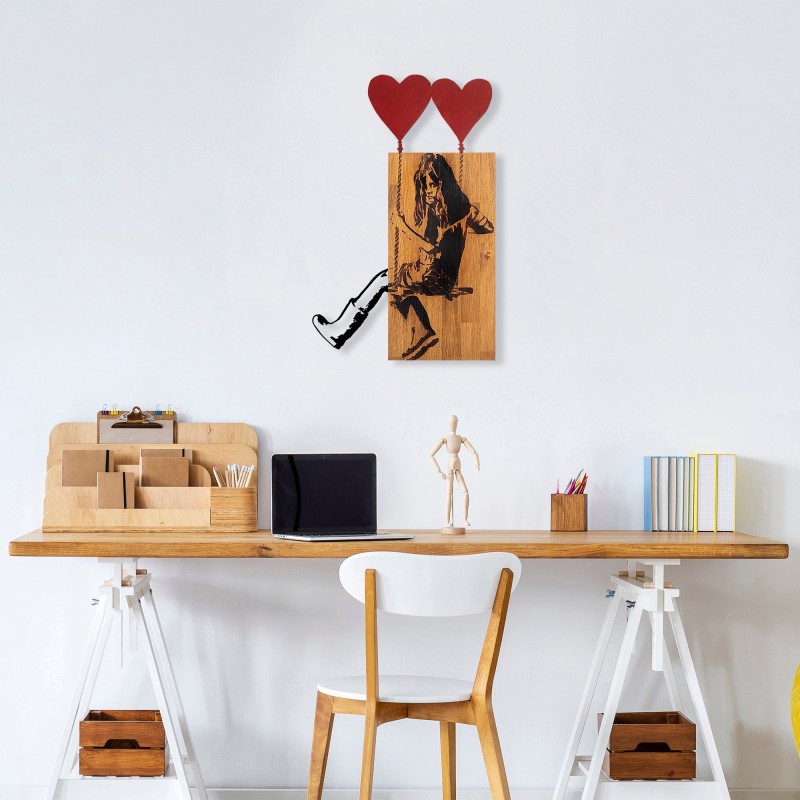 Wallxpert Decorative Wooden Wall Accessory Banksy - 18 Walnut
Black