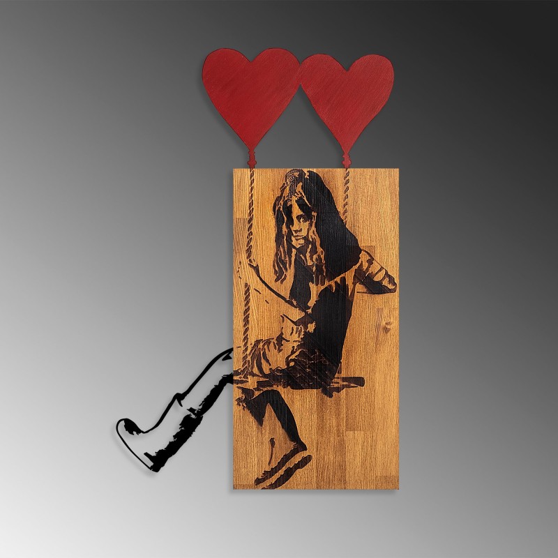 Wallxpert Decorative Wooden Wall Accessory Banksy - 18 Walnut
Black
