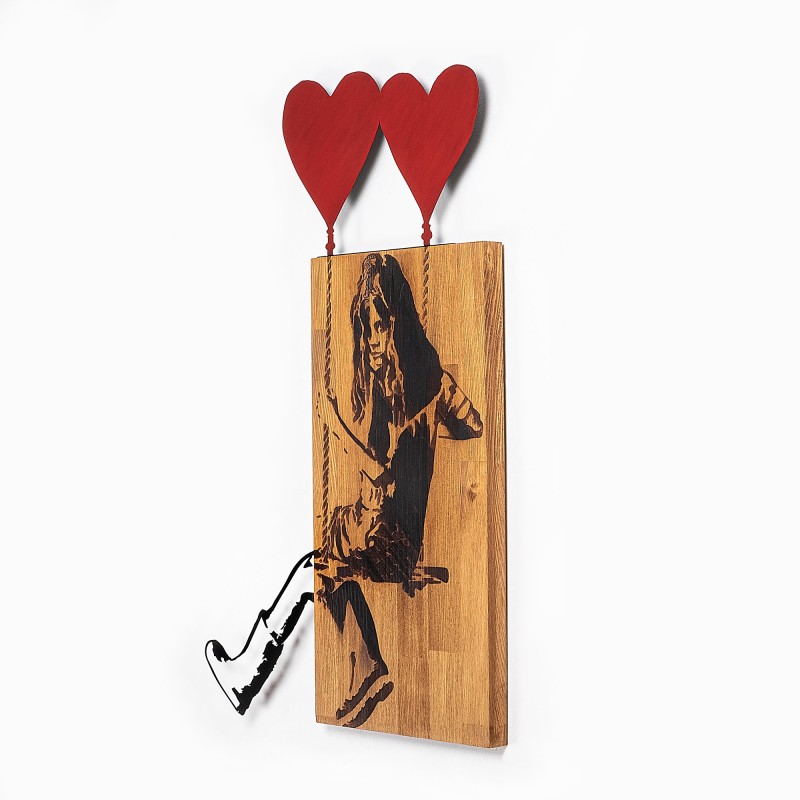 Wallxpert Decorative Wooden Wall Accessory Banksy - 18 Walnut
Black