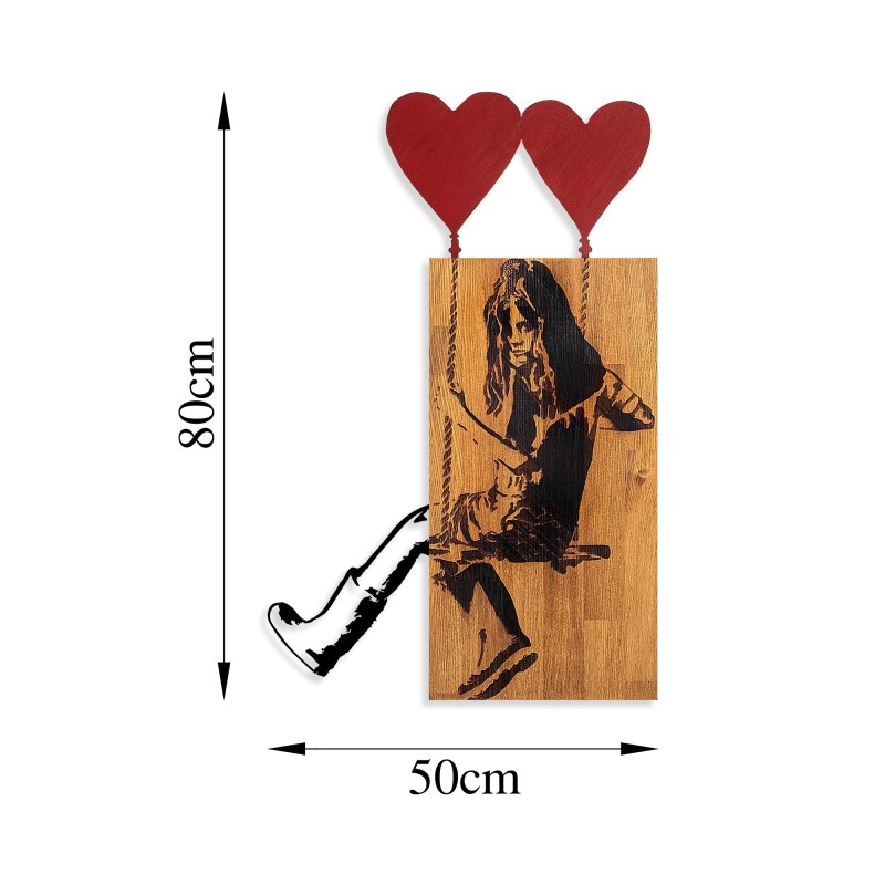 Wallxpert Decorative Wooden Wall Accessory Banksy - 18 Walnut
Black