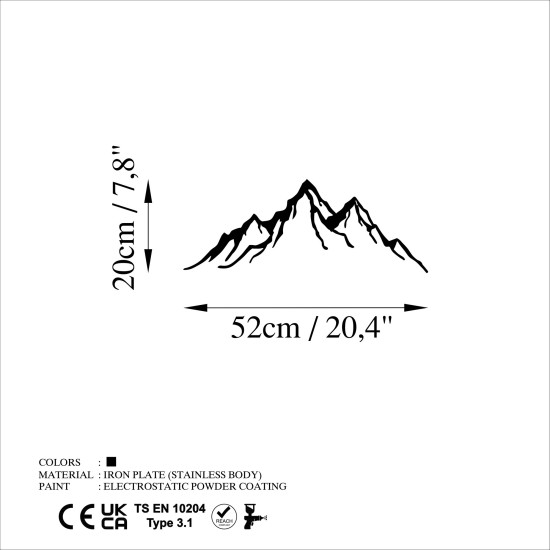 Decorative Metal Wall Accessory Mountain - 11 Black Decorative Metal Wall Accessory Mountain - 11 Black