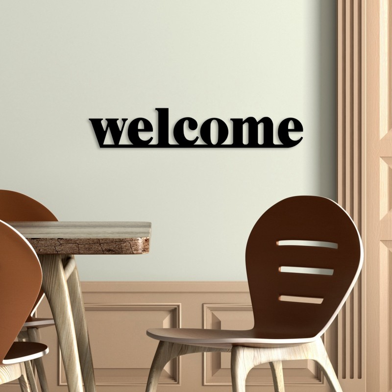 Decorative Metal Wall Accessory Welcome Black