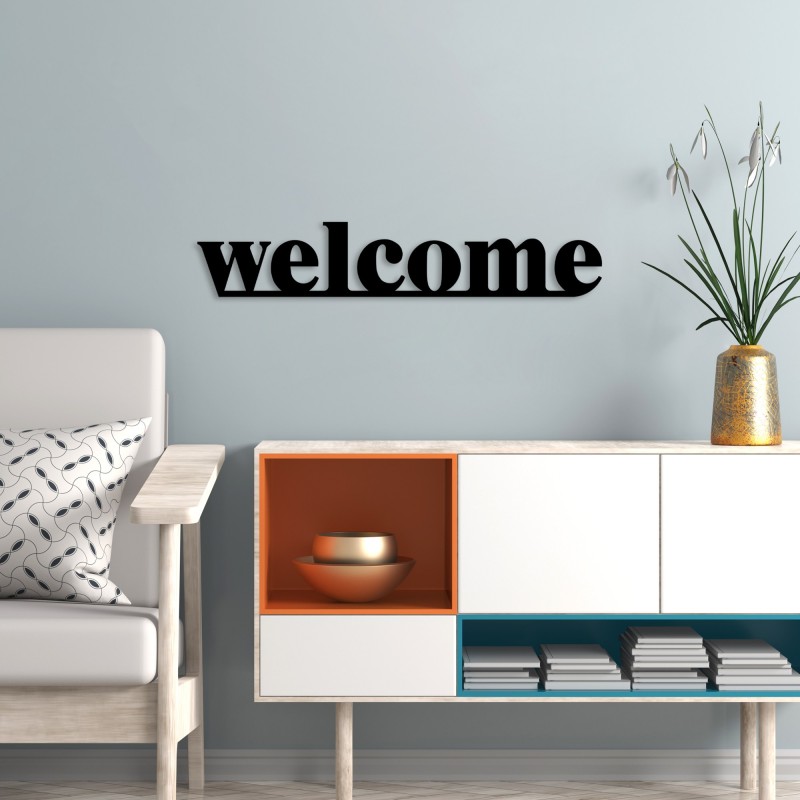 Decorative Metal Wall Accessory Welcome Black