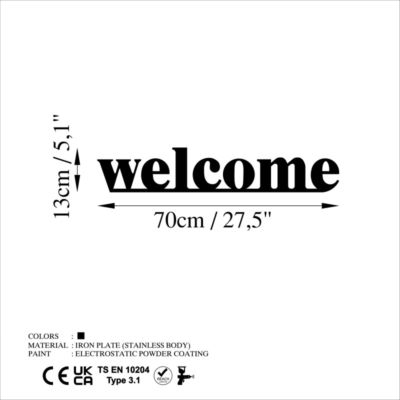 Decorative Metal Wall Accessory Welcome Black