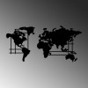 Decorative Metal Wall Accessory World Map - L Black