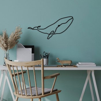 Decorative Metal Wall Accessory Whale - M Black