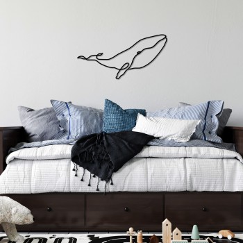 Decorative Metal Wall Accessory Whale - M Black