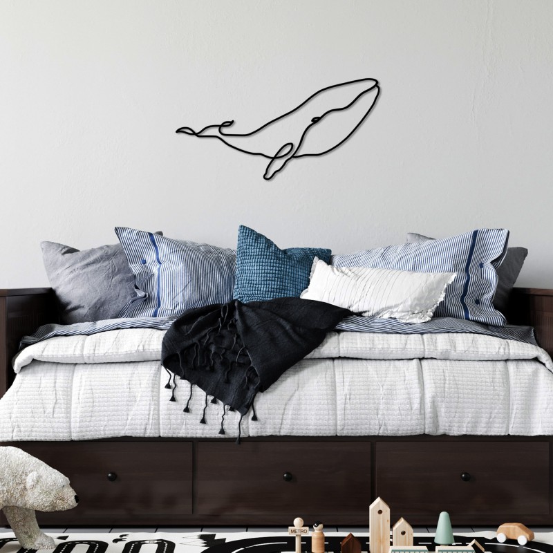 Decorative Metal Wall Accessory Whale - M Black