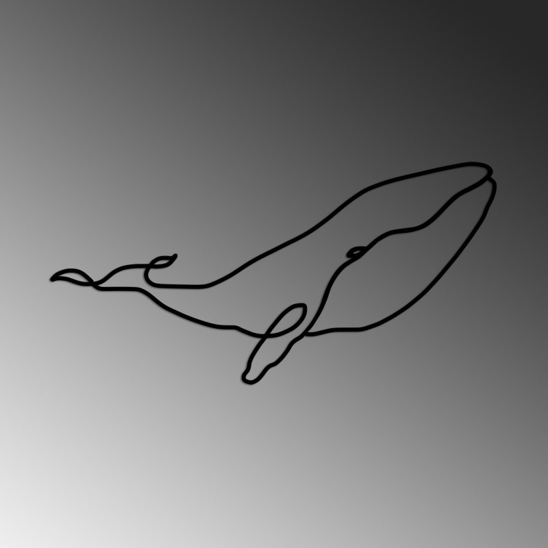 Decorative Metal Wall Accessory Whale - M Black