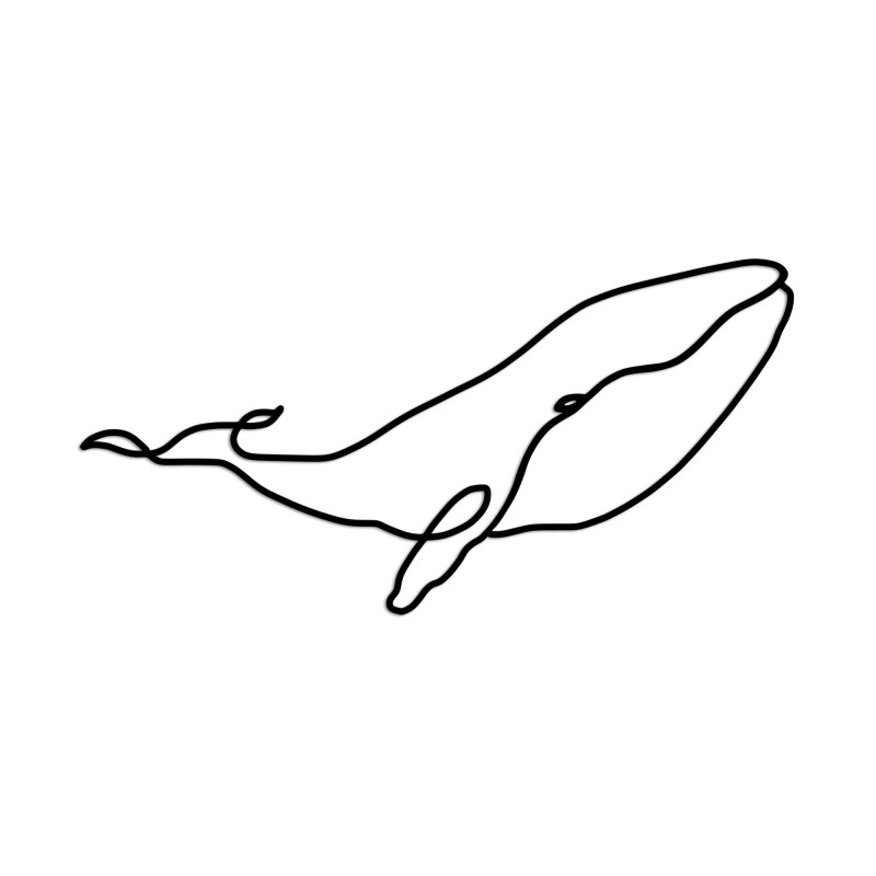 Decorative Metal Wall Accessory Whale - M Black