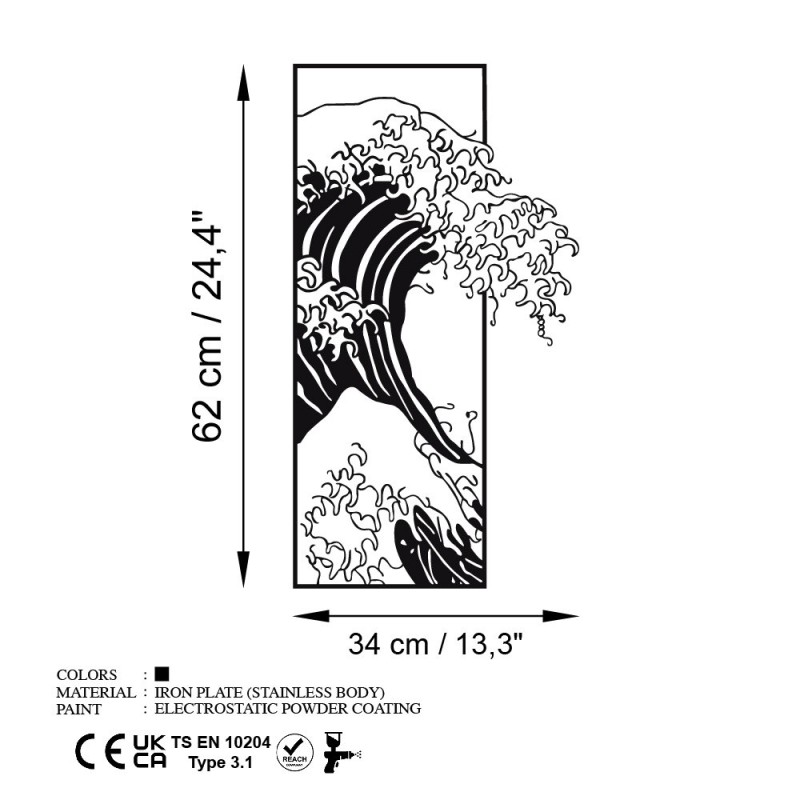 Wallxpert Decorative Metal Wall Accessory Waves 3 Black