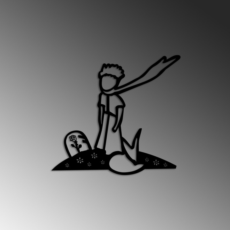 Wallxpert Decorative Metal Wall Accessory The Little Prince 3 Black