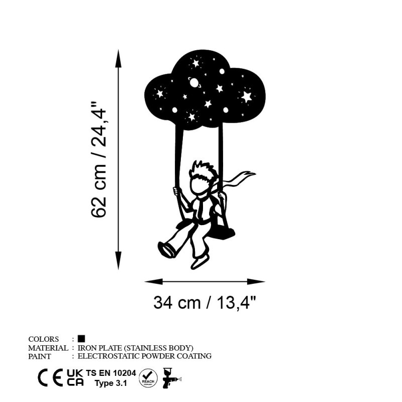 Decorative Metal Wall Accessory The Little Prince 6 Black
