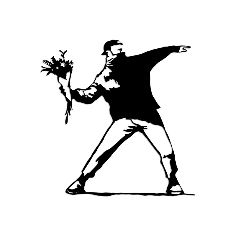 Wallxpert Decorative Metal Wall Accessory Banksy Metal 01 Black
