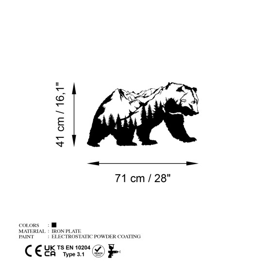 Decorative Metal Wall Accessory Orso-1 Black Wallxpert Decorative Metal Wall Accessory Orso-1 Black