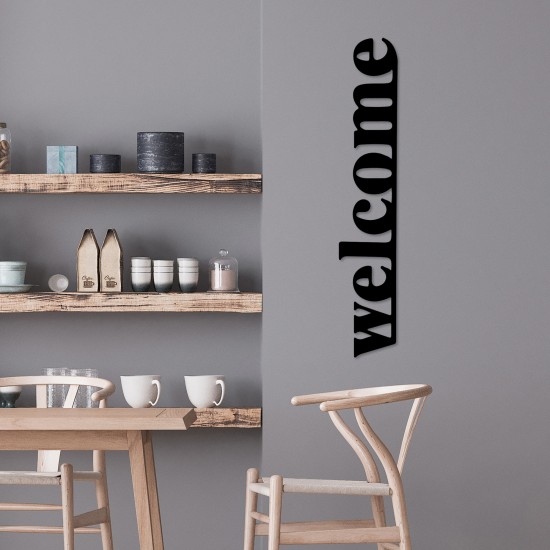 Wallxpert Decorative Metal Wall Accessory Welcome-5 Black